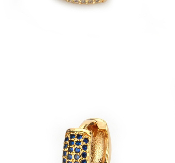 Fashion Gold Color+blue Diamond Decorated Earrings,Earrings