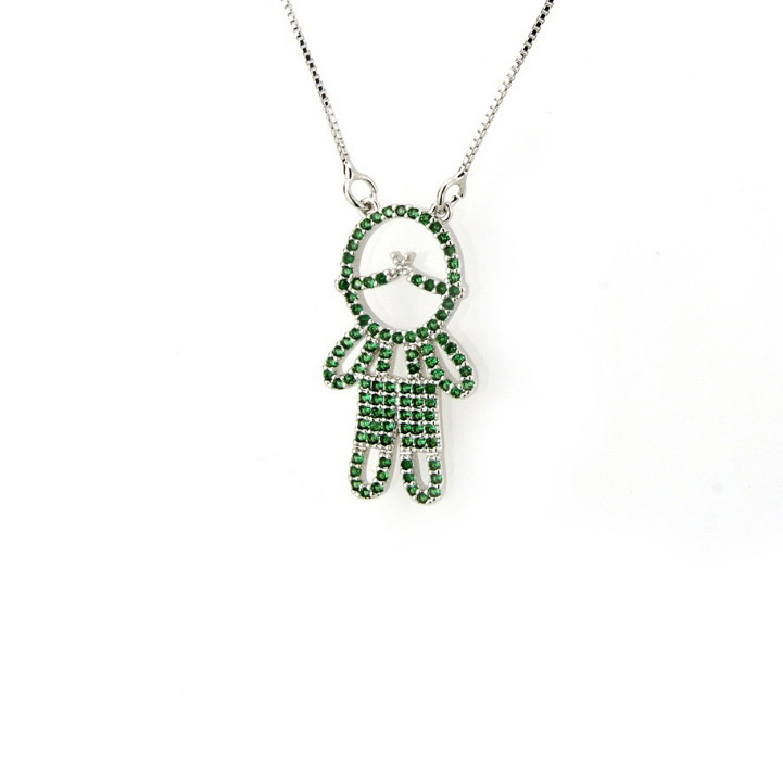 Fashion Green Boy Shape Decorated Necklace,Necklaces