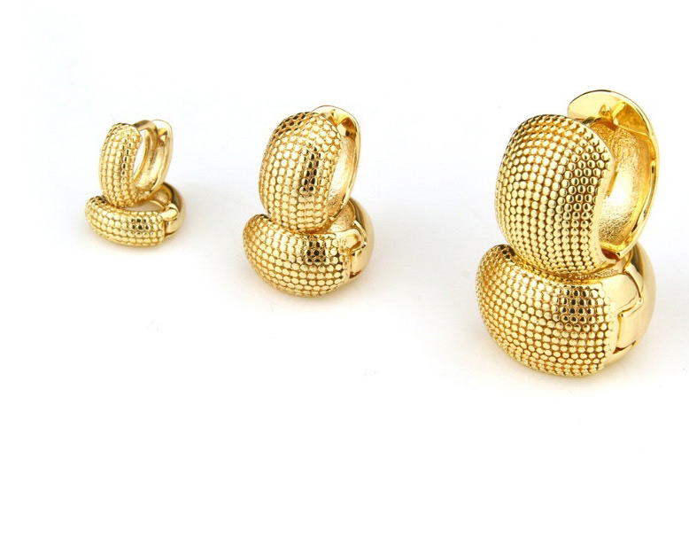Fashion Gold Color Round Shape Decorated Pure Color Earrings,Earrings