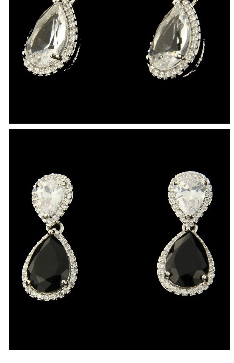 Fashion Black Water Drop Shape Decorated Earrings,Earrings