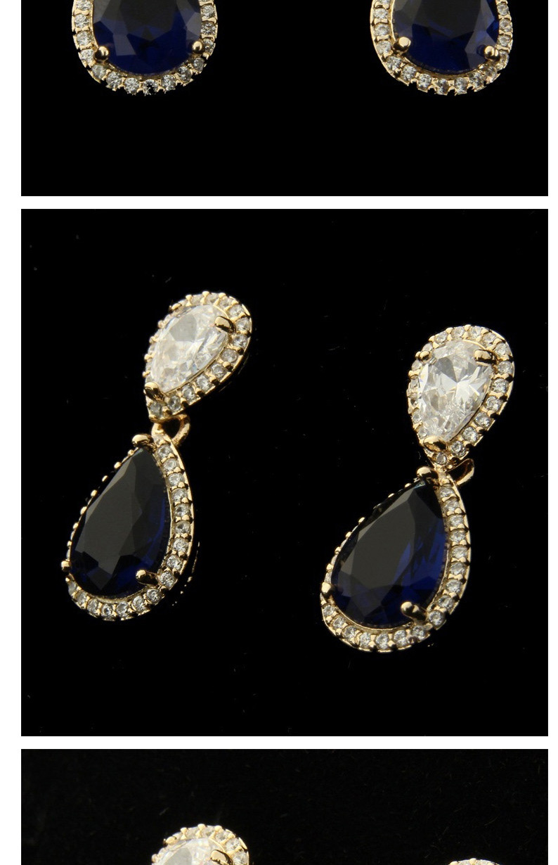 Fashion Sapphire Blue Water Drop Shape Decorated Earrings,Earrings
