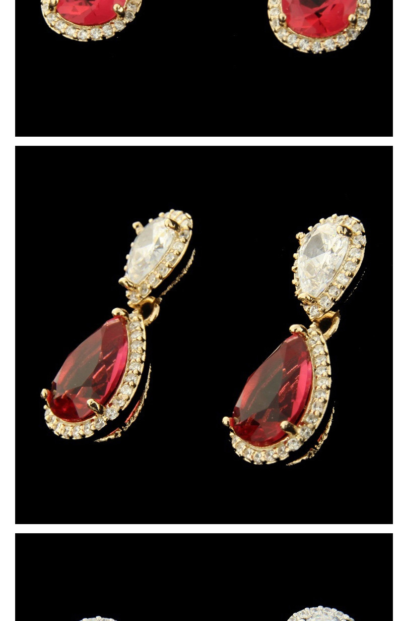Fashion Silver Color+red Water Drop Shape Decorated Earrings,Earrings