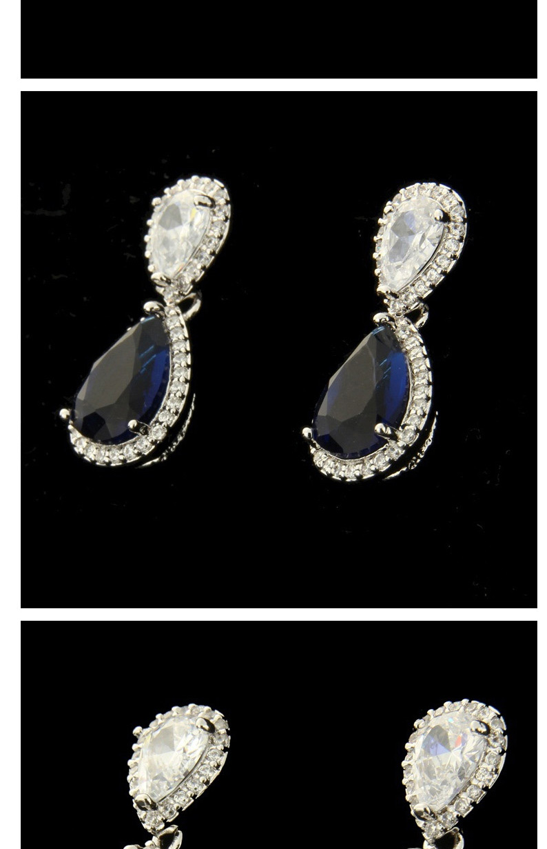 Fashion Sapphire Blue Water Drop Shape Decorated Earrings,Earrings