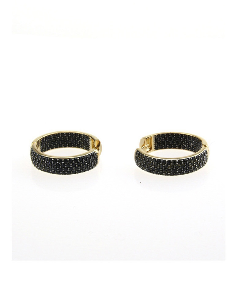 Fashion Black+gold Color Round Shape Decorated Earrings,Earrings