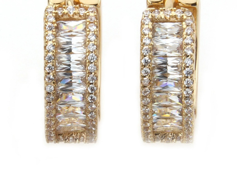 Fashion Gold Color Diamond Decorated Earrings,Earrings
