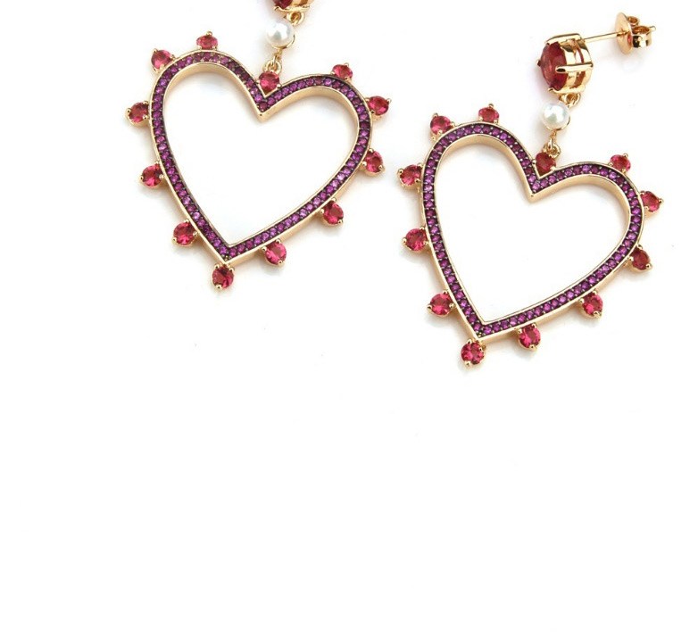 Fashion Gold Color+sapphire Blue Heart Shape Decorated Earrings,Earrings