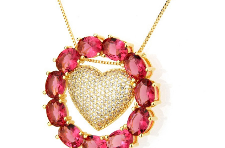 Fashion Red+gold Color Heart Shape Decorated Necklace,Necklaces