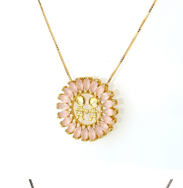Fashion Pink Round Shape Decorated Necklace,Necklaces