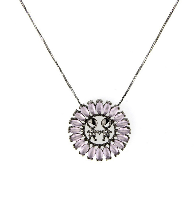 Fashion Pink Round Shape Decorated Necklace,Necklaces