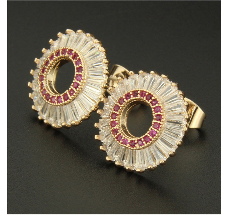 Fashion Gold Color+blue Round Shape Decorated Earrings,Earrings
