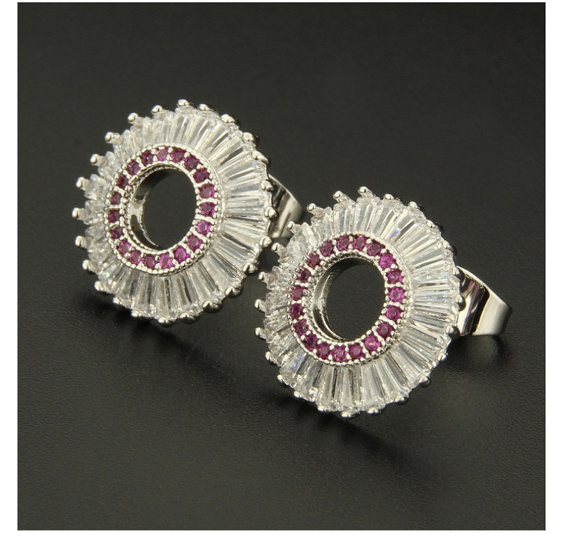 Fashion Silver Color+red Round Shape Decorated Earrings,Earrings