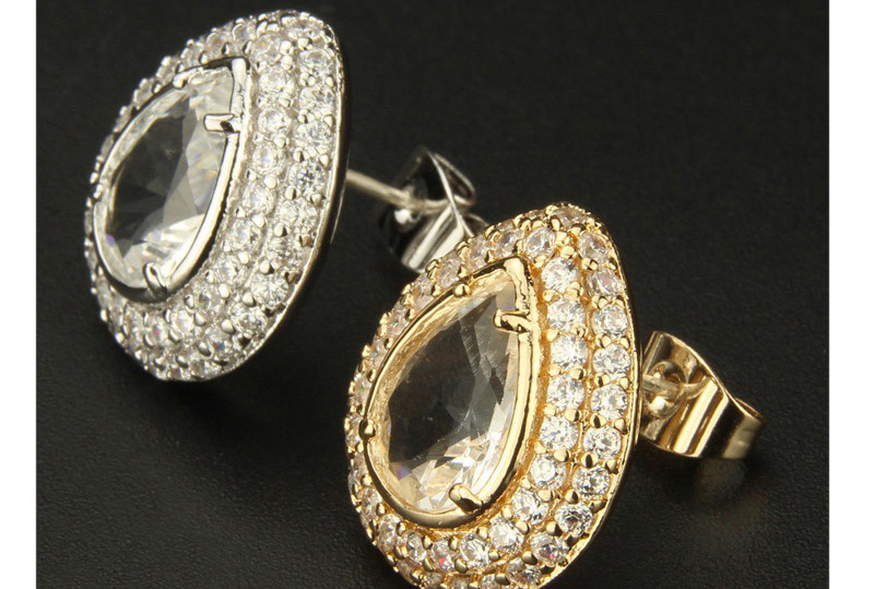 Fashion Silver Color+black Water Drop Shape Decorated Earrings,Earrings