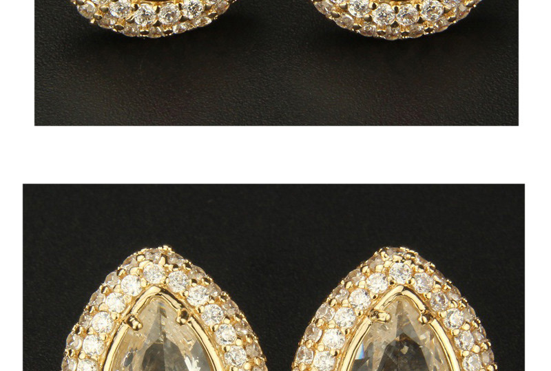 Fashion Gold Color+black Water Drop Shape Decorated Earrings,Earrings