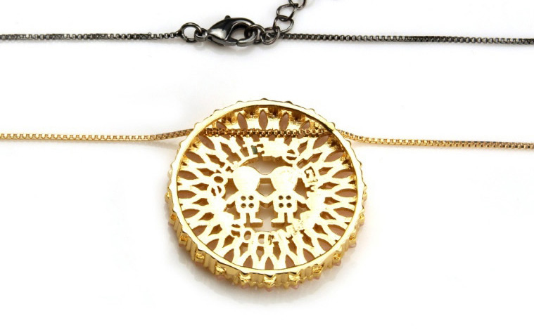 Fashion Gold Color+pink Round Shape Decorated Hollow Out Necklace,Necklaces