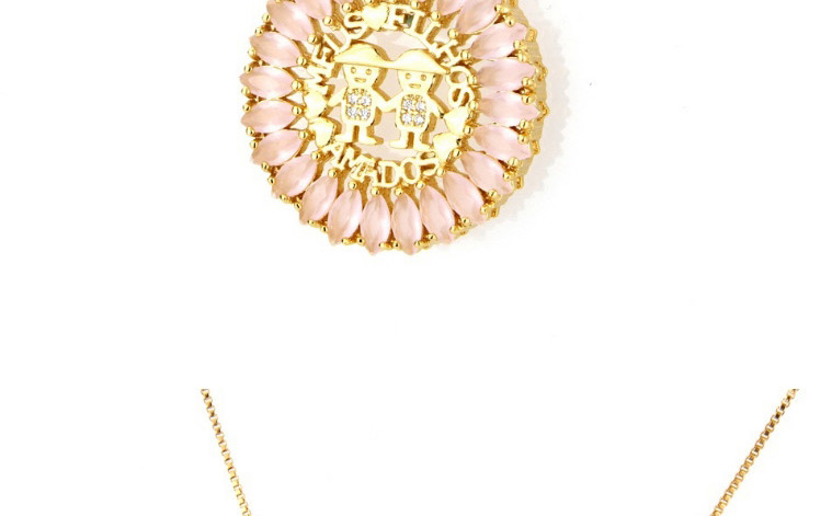 Fashion Pink+black Round Shape Decorated Hollow Out Necklace,Necklaces