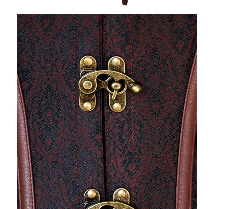 Vintage Brown Buckle Shape Decorated Corset,Shapewear