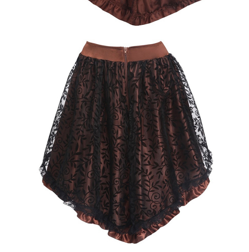 Fashion Brown Pure Color Decorated Skirt,Skirts