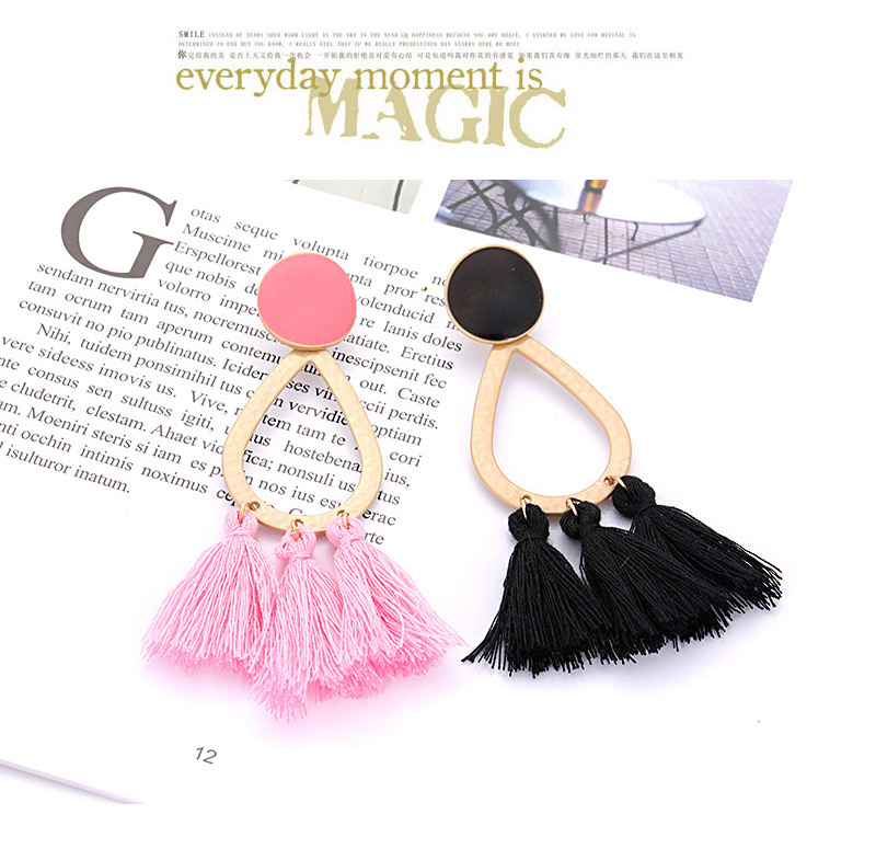 Fashion Light Pink Tassel Decorated Pure Color Earrings,Drop Earrings