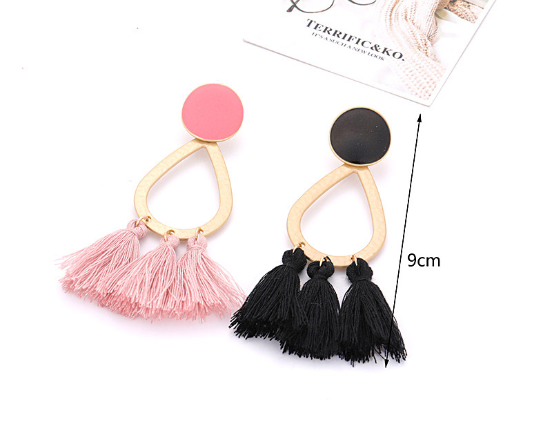 Fashion Light Pink Tassel Decorated Pure Color Earrings,Drop Earrings
