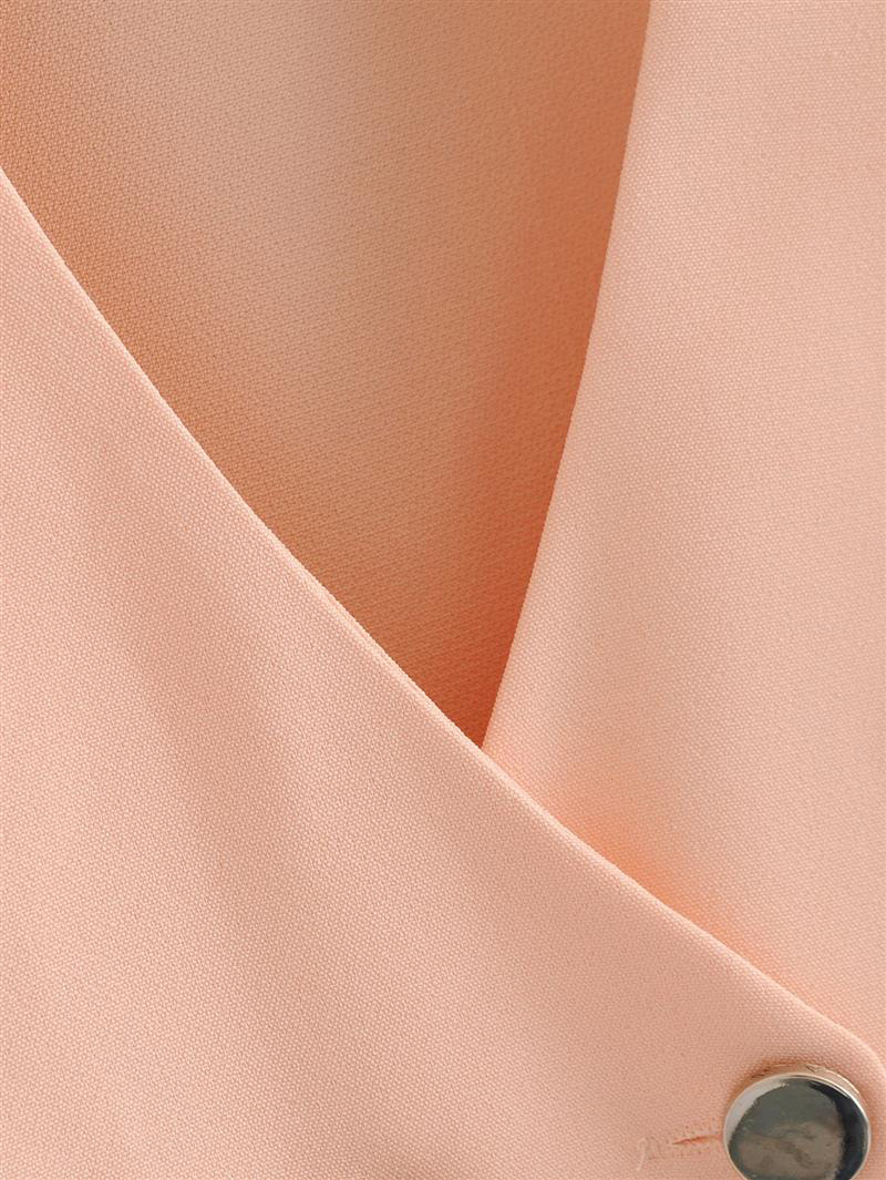 Fashion Light Pink V Neckline Design Pure Color Coat,Coat-Jacket