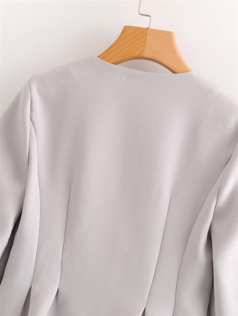 Fashion Gray V Neckline Design Pure Color Coat,Coat-Jacket