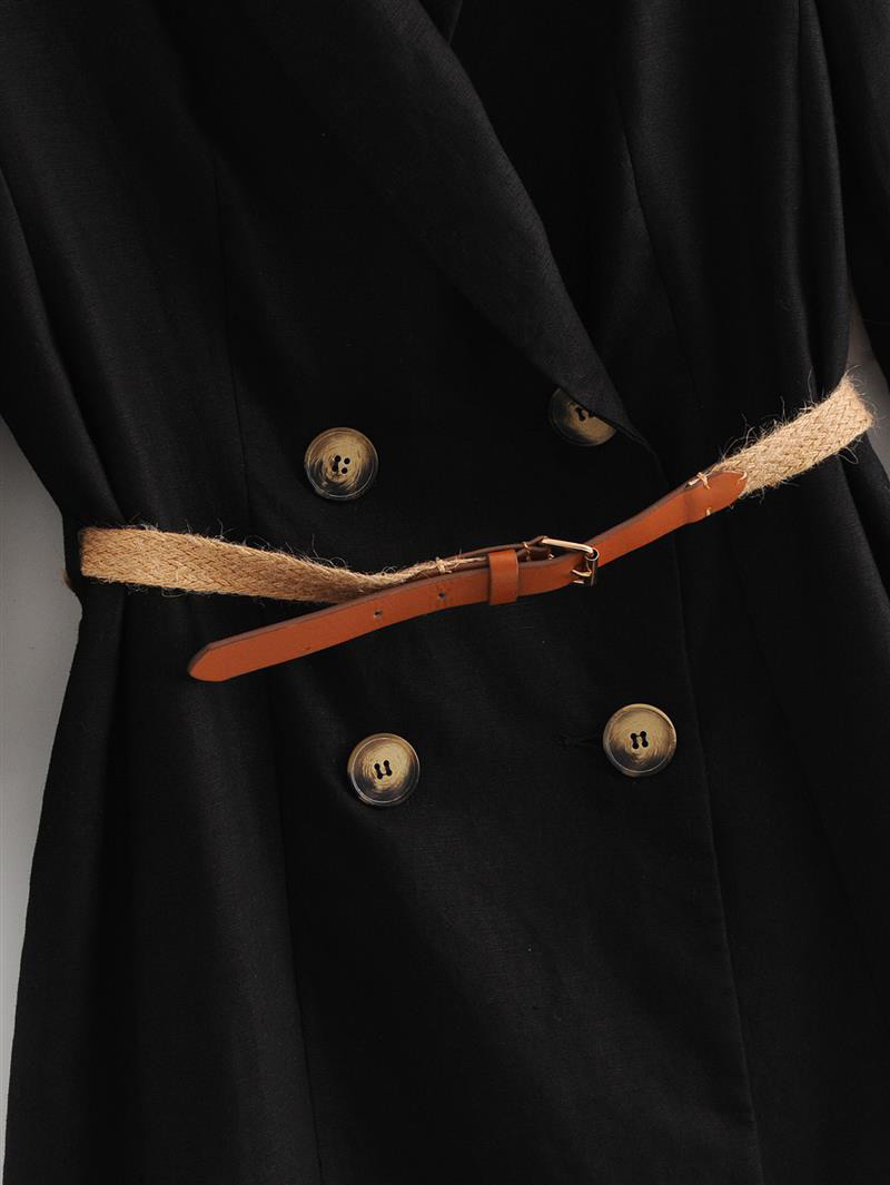 Fashion Black Button Decorated Coat,Coat-Jacket