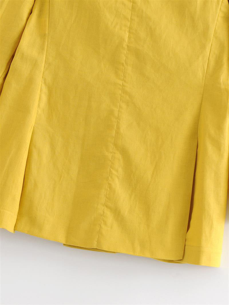 Fashion Yellow Pure Color Decorated Coat,Coat-Jacket