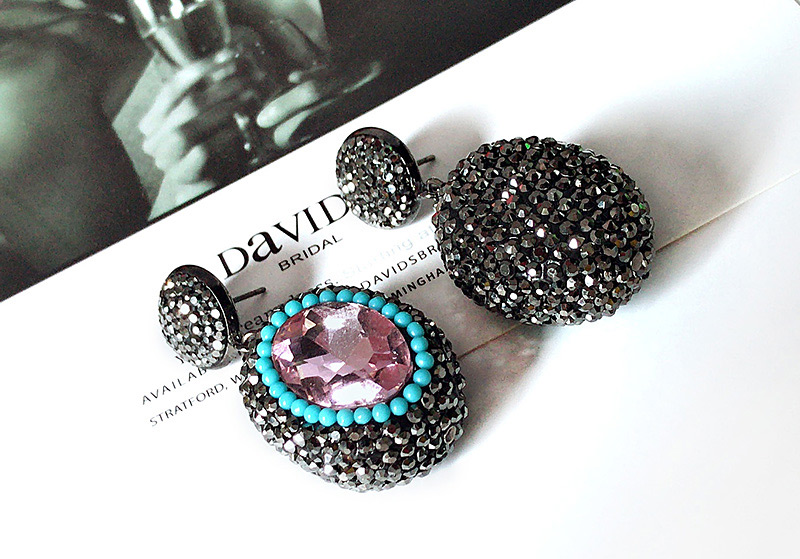 Vintage Sapphire Blue Oval Shape Decorated Earrings,Drop Earrings