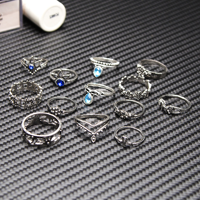 Fashion Silver Color Flower Shape Decorated Ring (13 Pcs ),Fashion Rings