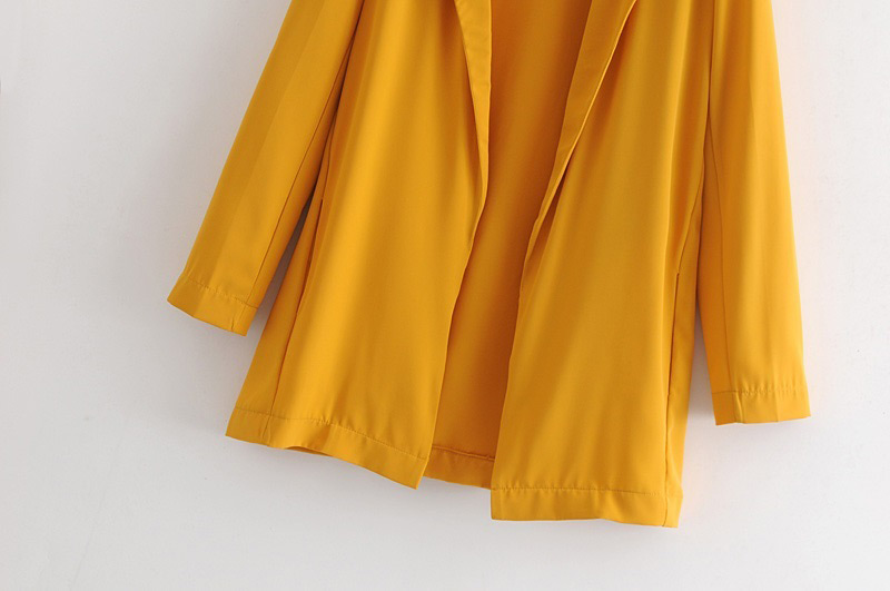 Fashion Yellow Long Sleeves Design Casual Coat,Coat-Jacket