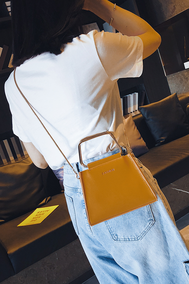 Fashion Yellow Pure Color Decorated Simple Handbag,Handbags