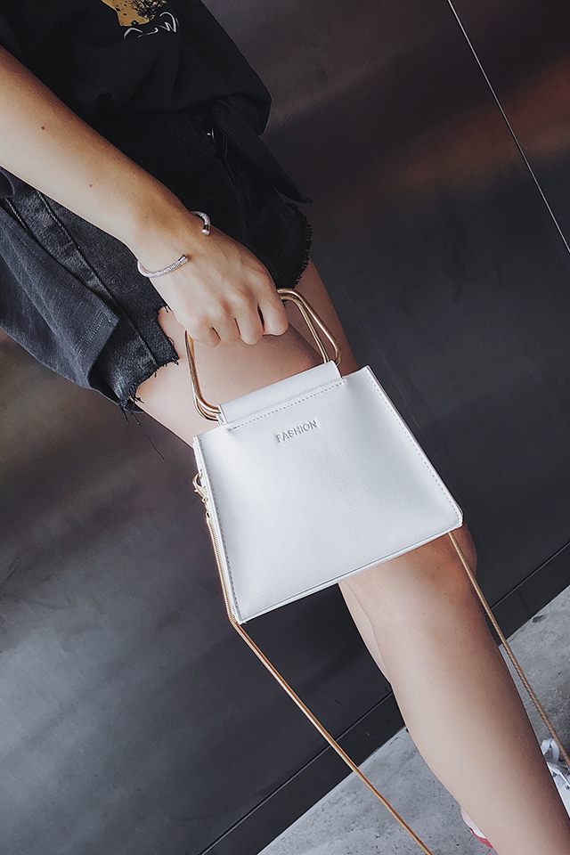 Fashion White Pure Color Decorated Simple Handbag,Handbags