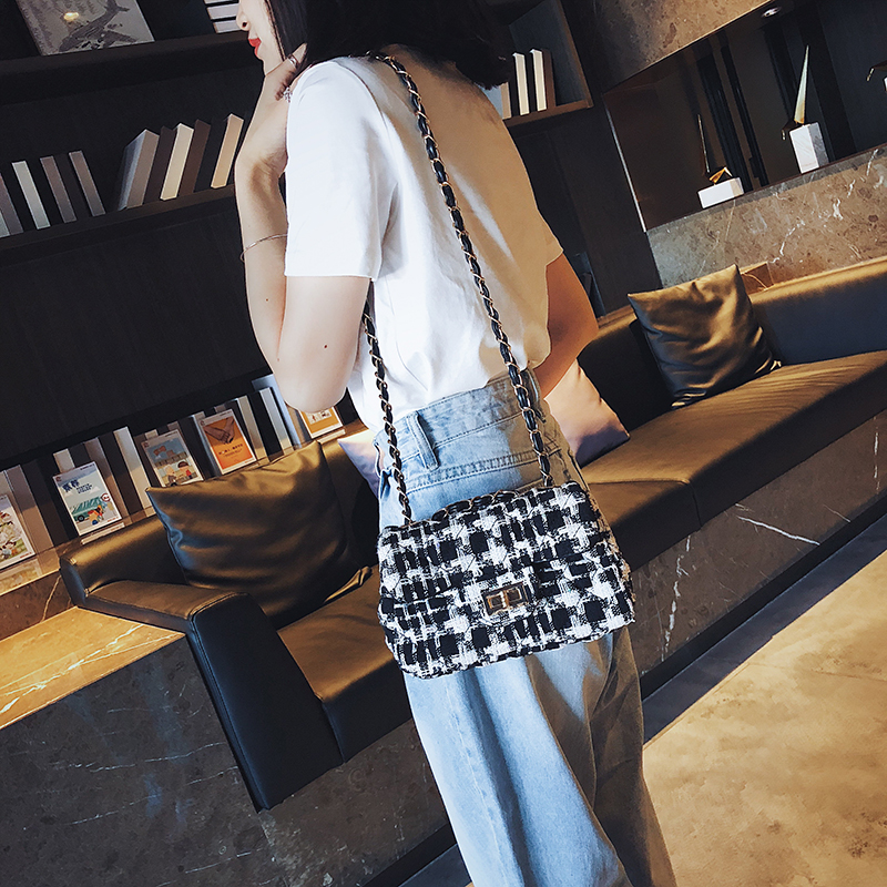Fashion Coffee Grid Pattern Decorated Shoulder Bag,Shoulder bags