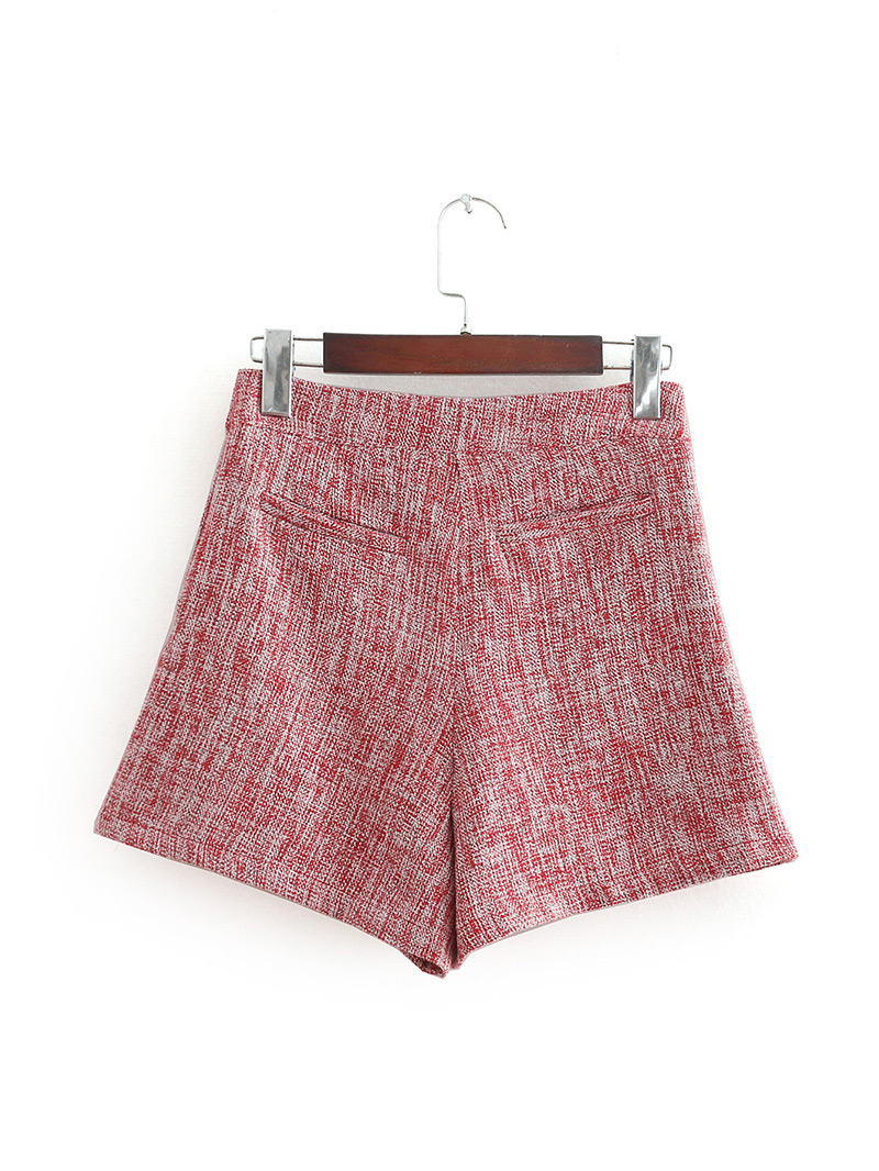 Fashion Red Pure Color Decorated Short Pants,Shorts