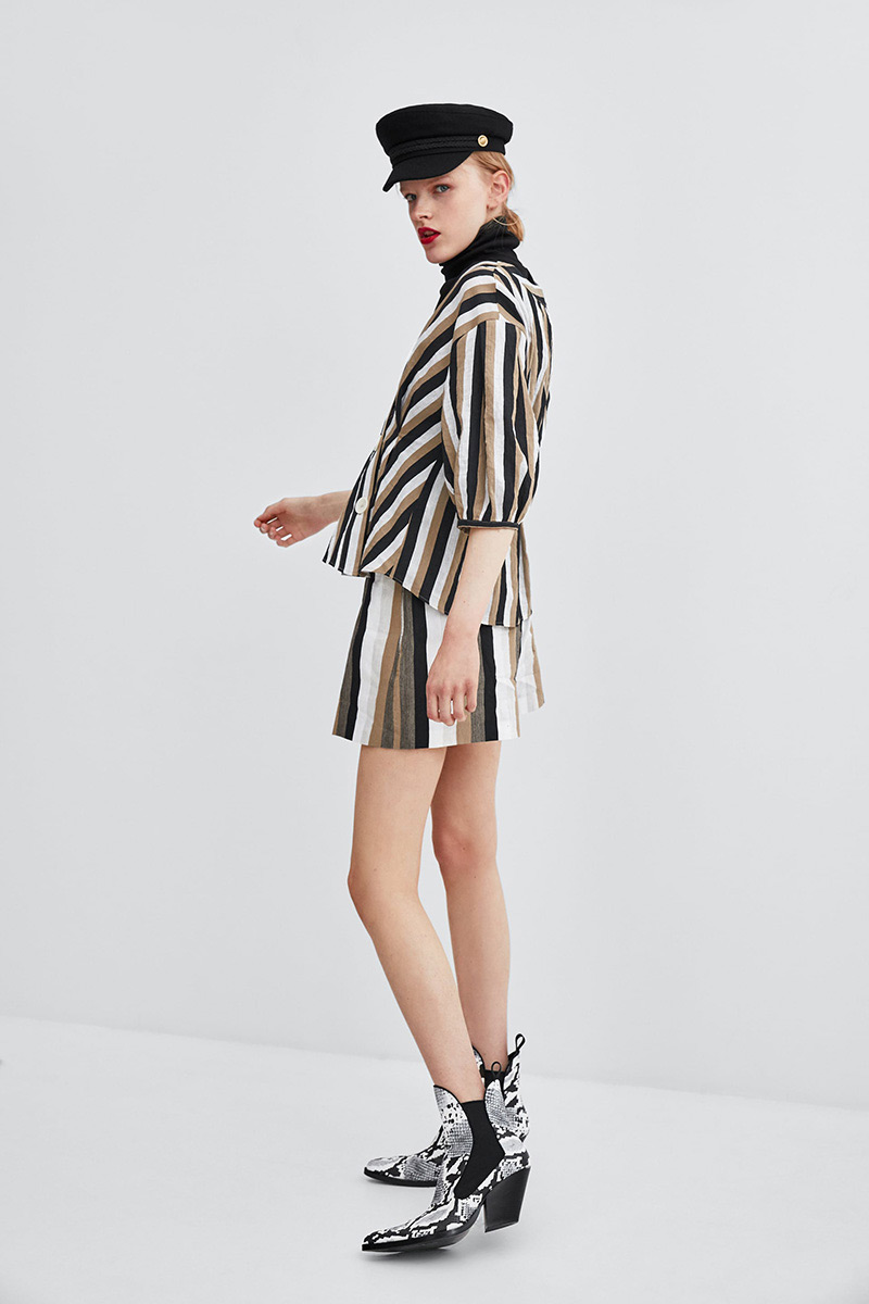 Fashion Black+white Stripe Pattern Decorated Blouse,Coat-Jacket