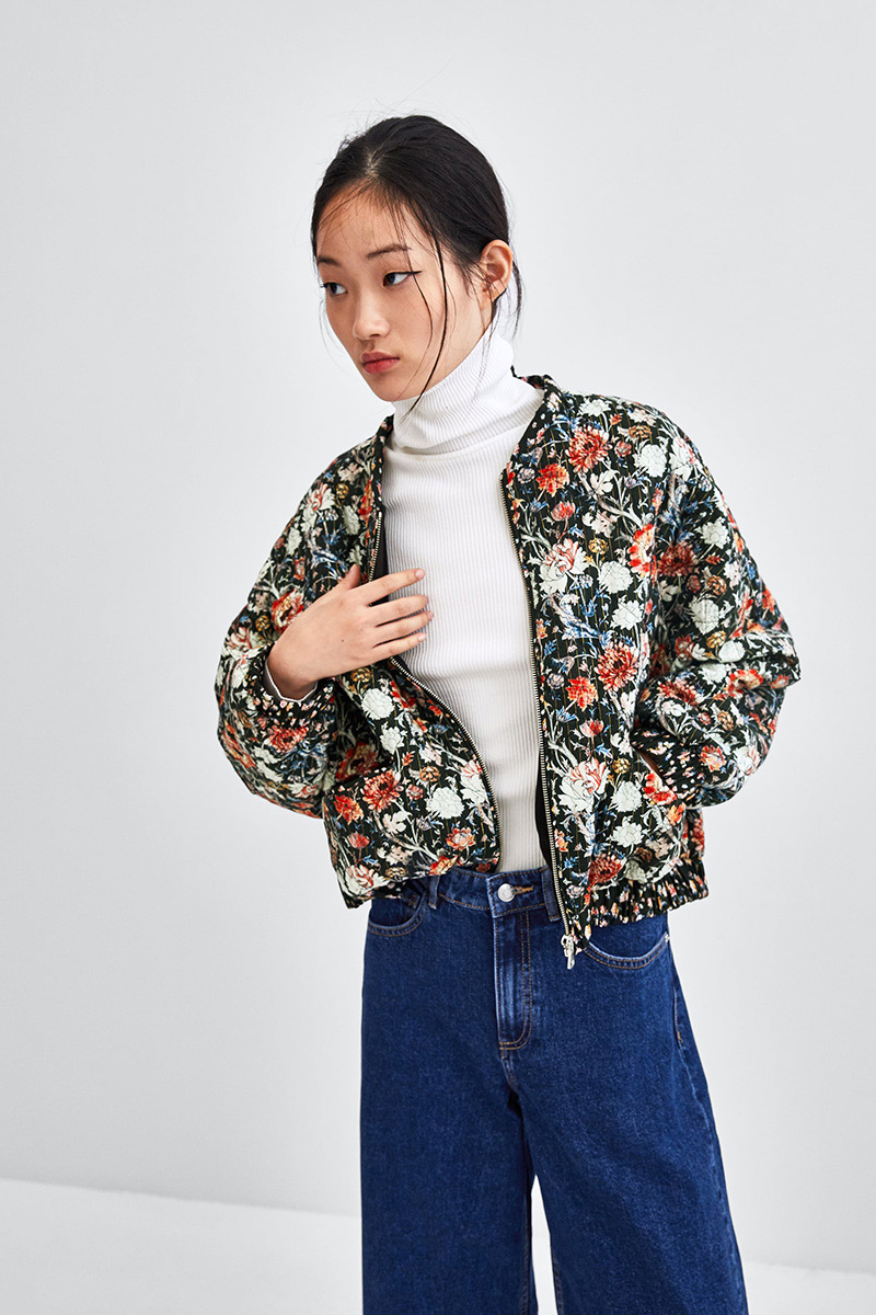 Fashion Multi-color Flower Pattern Decorated Coat,Coat-Jacket