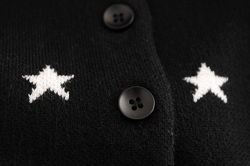 Fashion Black Star Pattern Decorated Coat,Coat-Jacket
