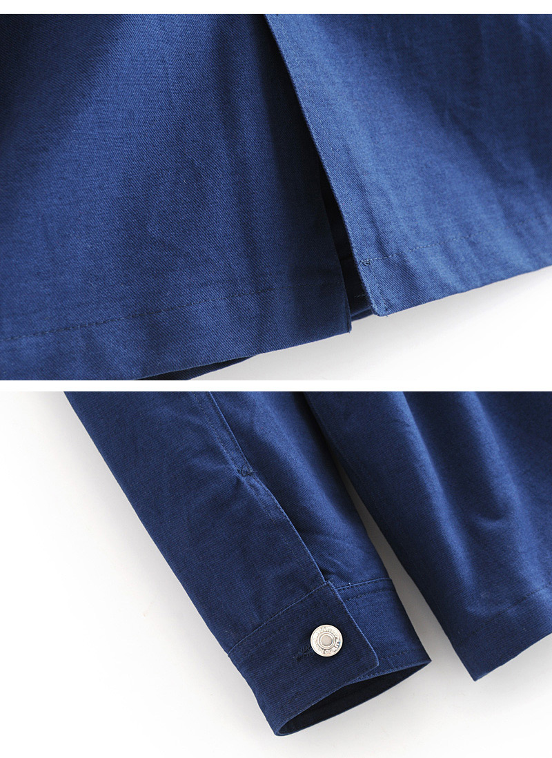 Fashion Blue Pure Color Decorated Coat,Coat-Jacket