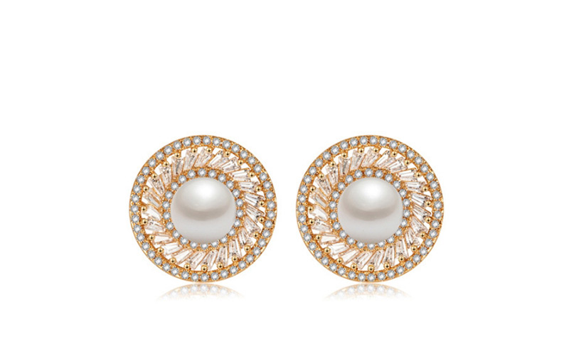Fashion Gold Color Pearl&diamond Decorated Earrings,Earrings