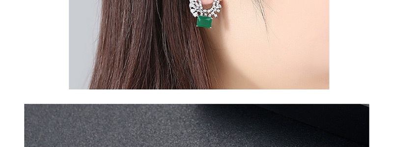Fashion Green Moon Shape Decorated Earrings,Earrings
