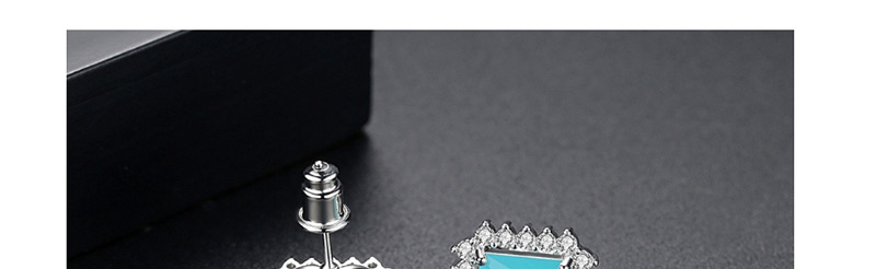 Fashion Silver Color+blue Square Shape Decorated Earrings,Earrings