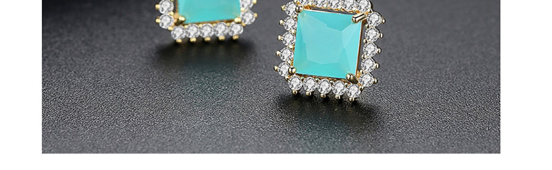 Fashion Silver Color+blue Square Shape Decorated Earrings,Earrings