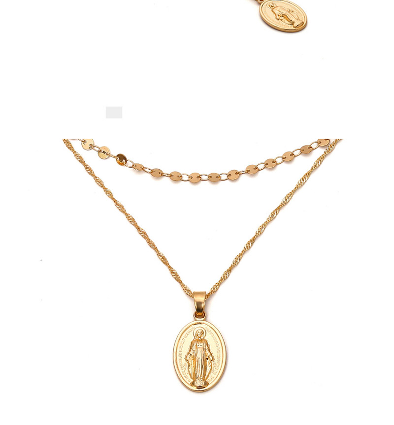 Vintage Gold Color Jesus Pendant Decorated Pure Color Choker,Multi Strand Necklaces