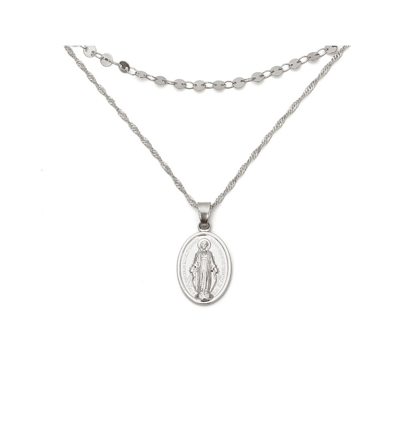 Vintage Silver Color Jesus Pendant Decorated Pure Color Choker,Multi Strand Necklaces
