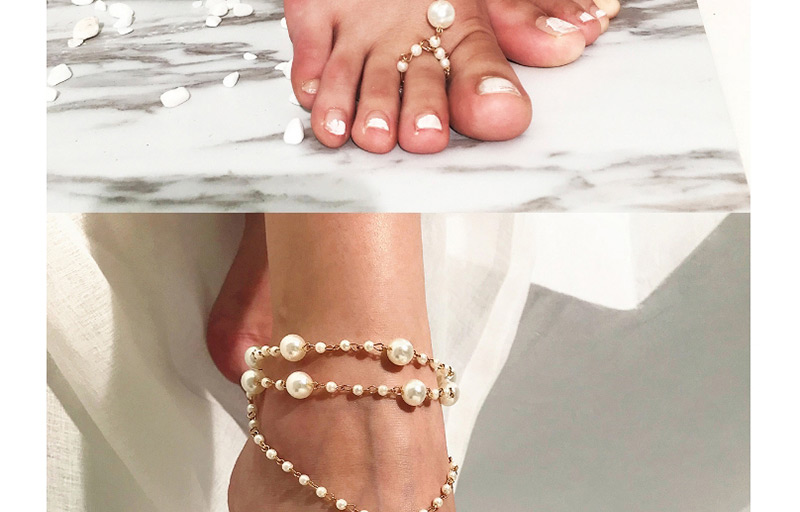 Vintage Gold Color Full Pearls Decorated Anklet,Fashion Anklets