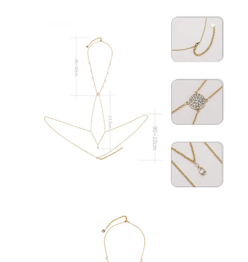 Fashion Gold Color Diamond Decorated Pure Color Body Chain,Body Piercing Jewelry