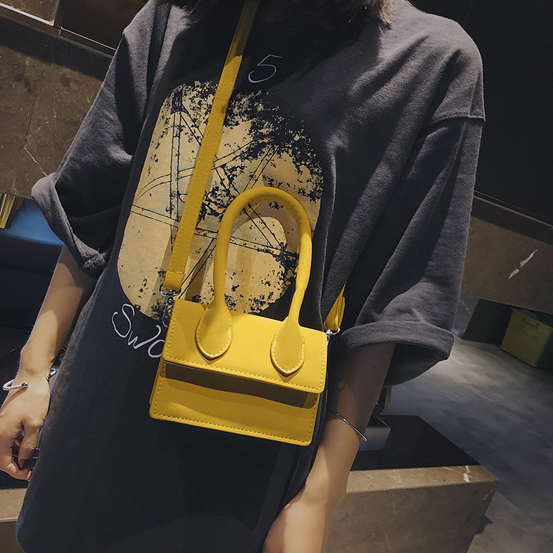 Fashion Yellow Pure Color Design Mini Shoulder Bag,Handbags