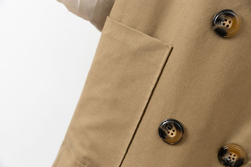 Fashion Khaki Pure Color Design Long Sleeves Coat,Coat-Jacket