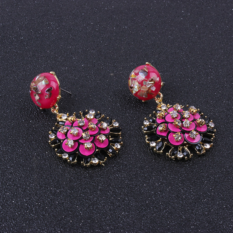 Fashion Plum Red Flowers Shape Design Long Earrings,Drop Earrings
