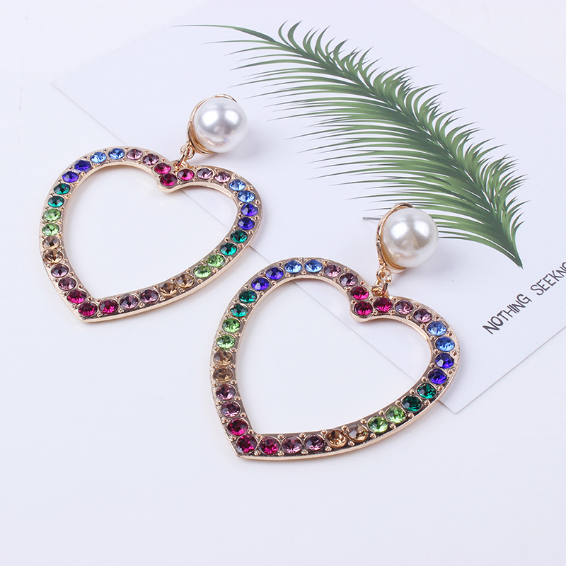 Fashion Silver Color Full Diamond Design Heart Shape Earrings,Drop Earrings
